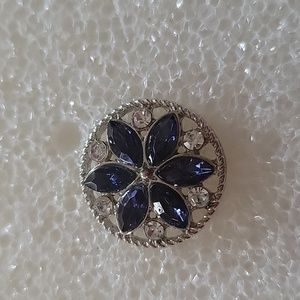 Sapphire blue stones with rhinestones Ginger Snap Button 18MM
